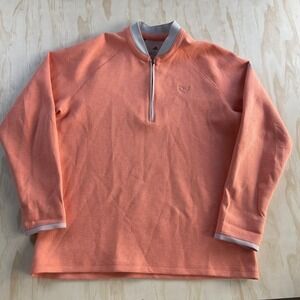 Adidas Sweatshirt Mens XL Orange 1/4 Zip Pullover Bird Logo Golf Athletic